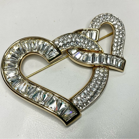 Vtg Swarovski Large Brooch Pave + Baguette Crystals Couture Piece - Picture 4 of 7